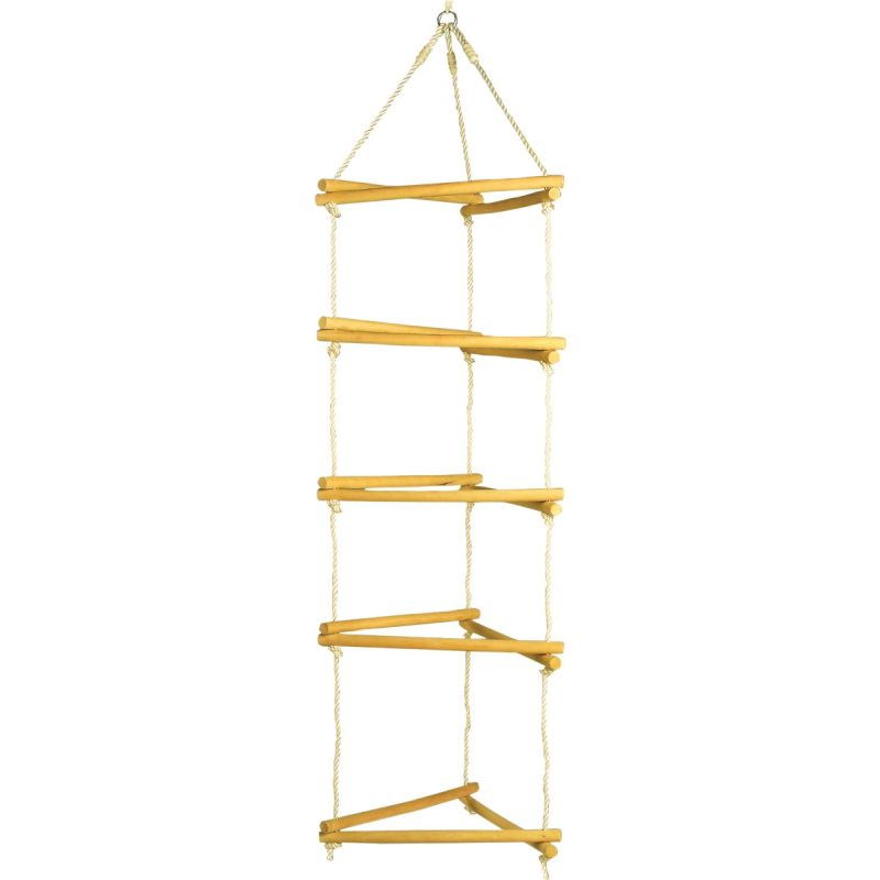 escalera de madera con cuerda