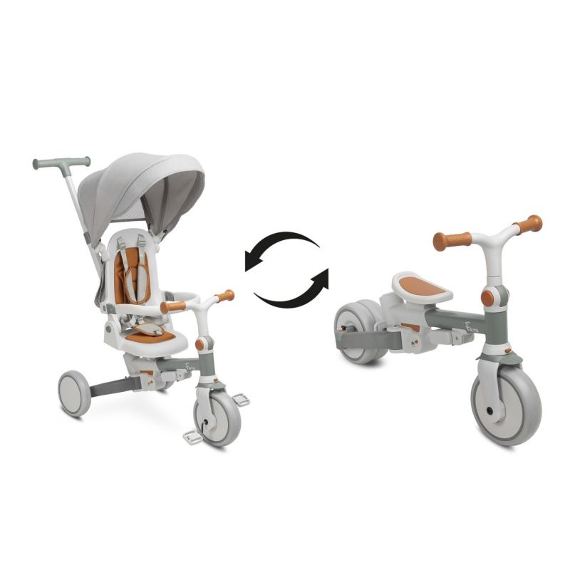 Triciclo evolutivo Faro Toyz 3 en 1, gris · 1,5 a 6 años · plegable