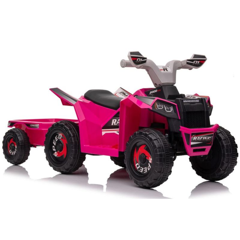 Quad Bike Eléctrica Infantil Rosa con Remolque 6V