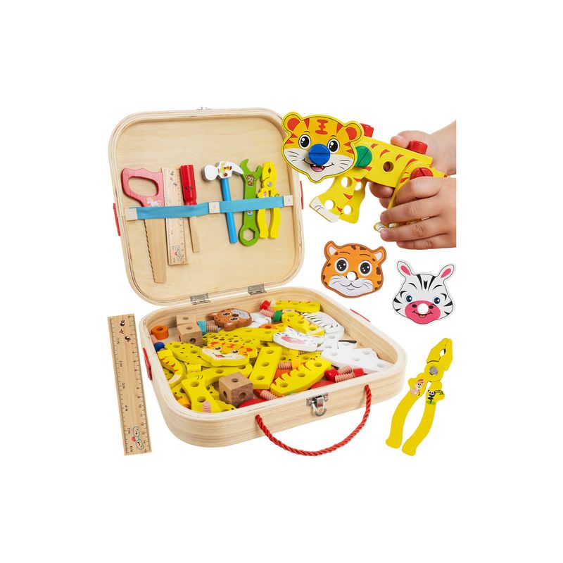 Kruzzel 26581 Caja de Herramientas de Madera para Niños