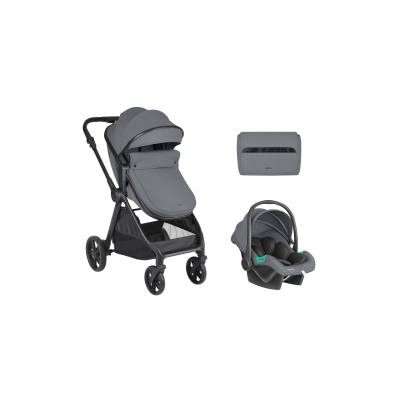 Cochecito 3 en 1 Kikkaboo Eloe Gris Oscuro Convertible