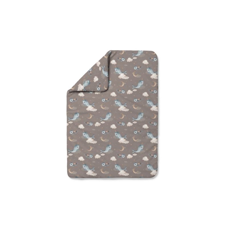 Edredón de bambú para bebé Ballenas 100x75 cm – Taupe