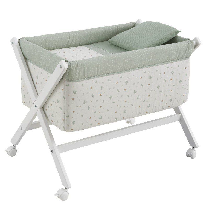 Minicuna Tijera Madera Ardi Verde/blanco 55x87x74 Cm - Cambrass