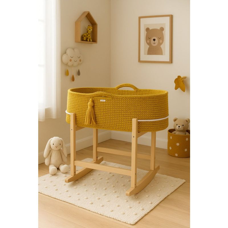 Set de Moisés Crochet con Patas Mecedora – Amarillo Mostaza