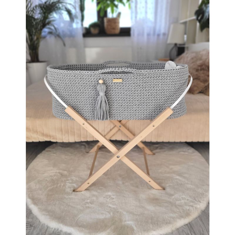 Set de Moisés Boho Hecho a Mano con Patas Natural - My Sweet Baby - Color Gris