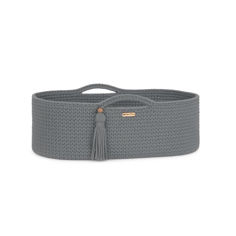 Moses Basket Boho Handmade Cotton With Mattress - Dark Gray
