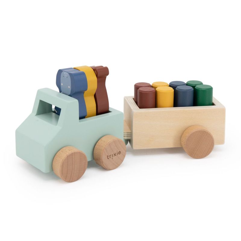 Coche con remolque para animales Trixie - Juguete de madera