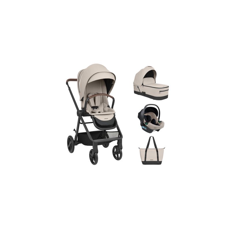 Carrito de bebé 3en1 Kikkaboo Mia Beige para un paseo seguro