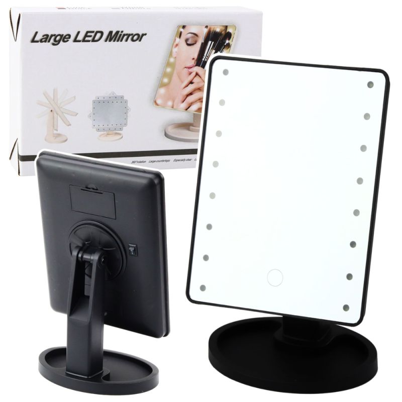Espejo Cosmético LED con Soporte Ajustable Color Negro