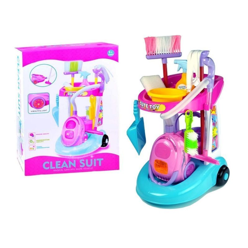 Carrito de Limpieza con Aspiradora y Accesorios