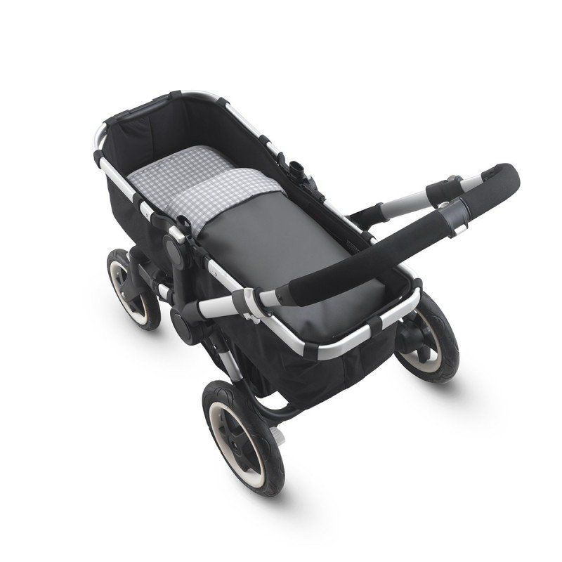 Saco Capazo + Colchoneta Dulce Vichy Gris 35x80x6 Cm - Cambrass