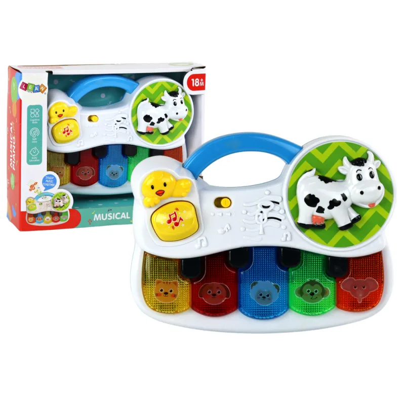 Piano Pequeño para Niños con Animales, Luces y Sonidos
