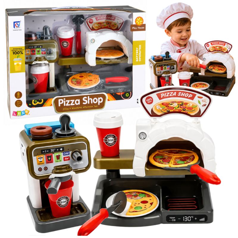 Set Pizzería Infantil con Horno y Cafetera