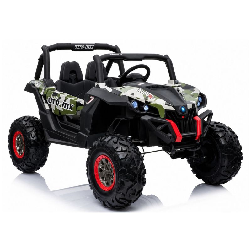Jeep eléctrico infantil XMX603 Lean Cars camuflaje verde con mando remoto · 124 cm