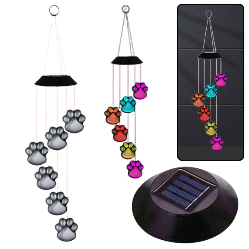 Luces LED Solares para Jardín en Forma de Huellas de Perro 70cm