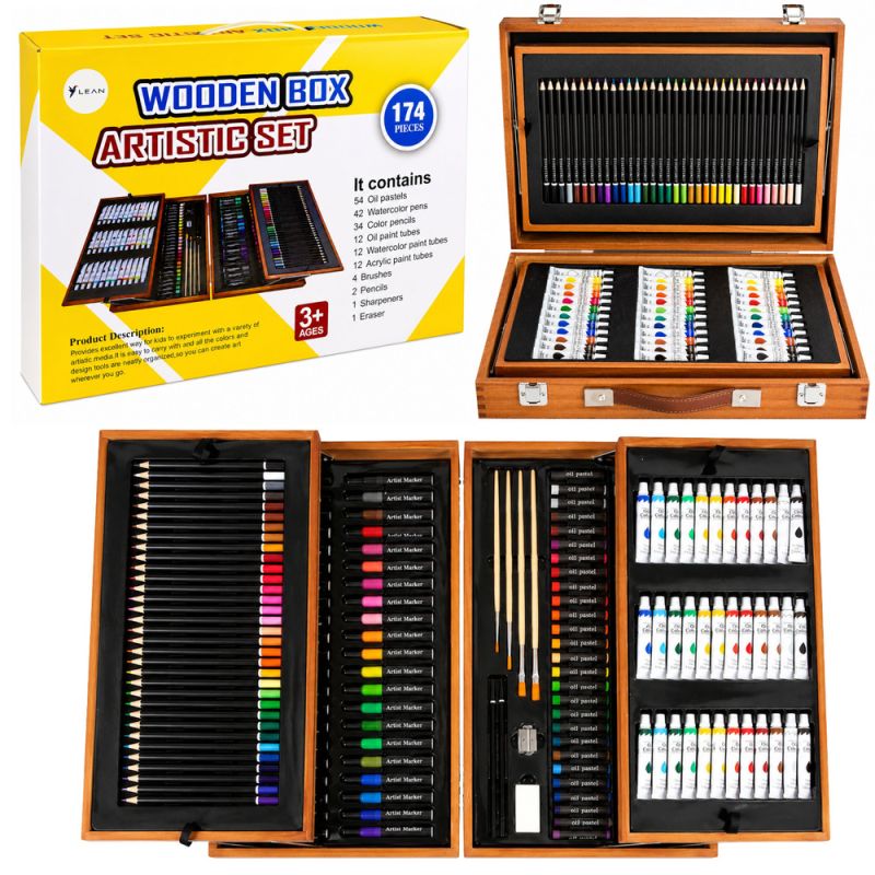 Set de Arte para Niños con 174 Piezas en Estuche de Madera