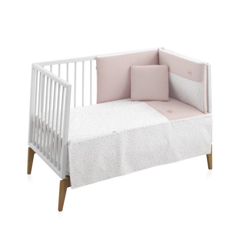 Jgo 2 Pcs.colcha I-v. Cuna 60 Plumeti Rosa 60x120x3 Cm - Cambrass