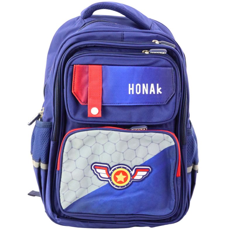 Mochila Escolar con Parche y Cinta de Pecho Azul Marino 20L