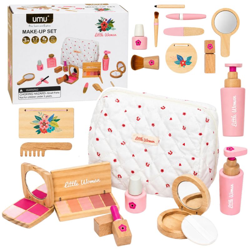 Set de belleza infantil de madera Lean Toys · con bolsa de tela · 3+ años