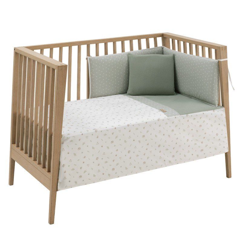 Jgo 2 Pcs.colcha I-v. Cuna 60 Calma Verde 60x120x3 Cm - Cambrass