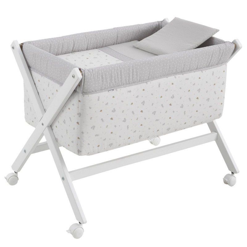Minicuna Tijera Madera Ardi Gris/bco 55x87x74 Cm - Cambrass