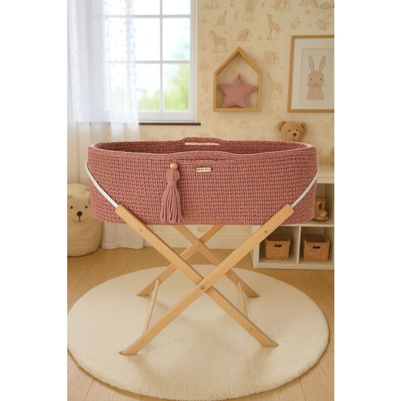 Set de Moisés Boho Hecho a Mano My Sweet Baby - Rosa Peonia - Incluye Patas