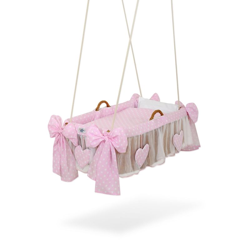 Cesta Moisés colgante de mimbre My Sweet Baby - Puntos Rosas