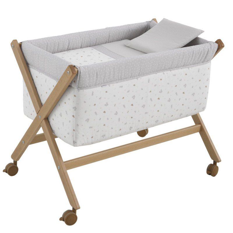 Minicuna Tijera Madera Ardi Gris/natural 55x87x74 Cm - Cambrass