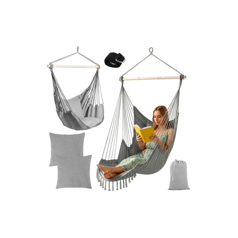 Silla colgante Gardlov - hamaca de jardín 2 en 1, gris