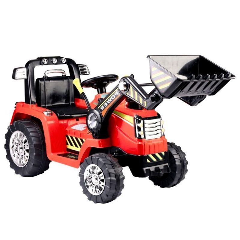 Tractor Eléctrico Infantil Rojo con Retroexcavadora 12V