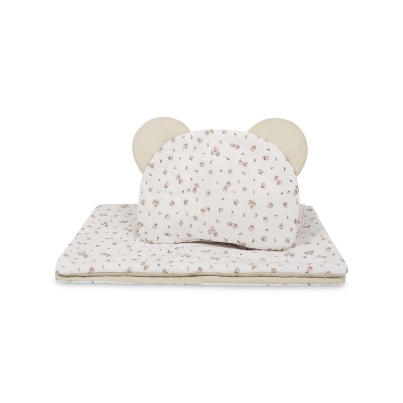 Set de Paseo Sensillo de Manta y Cojín Algodón Rosa Beige