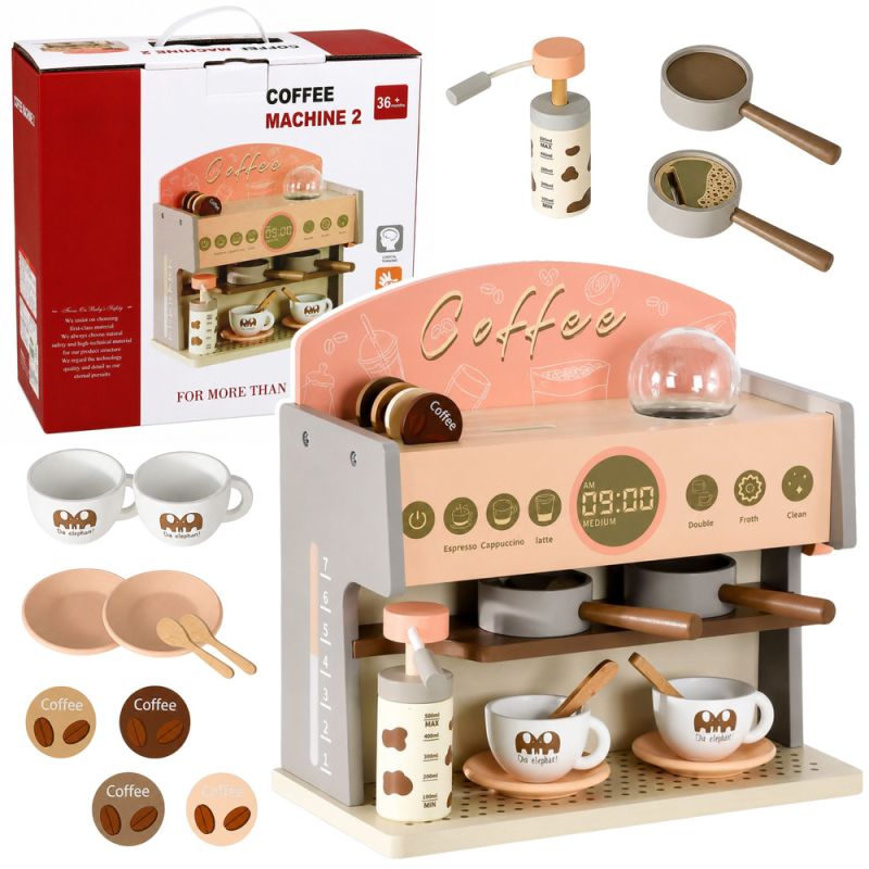 Set barista de madera infantil Lean Toys · cafetera y accesorios · 3+ años