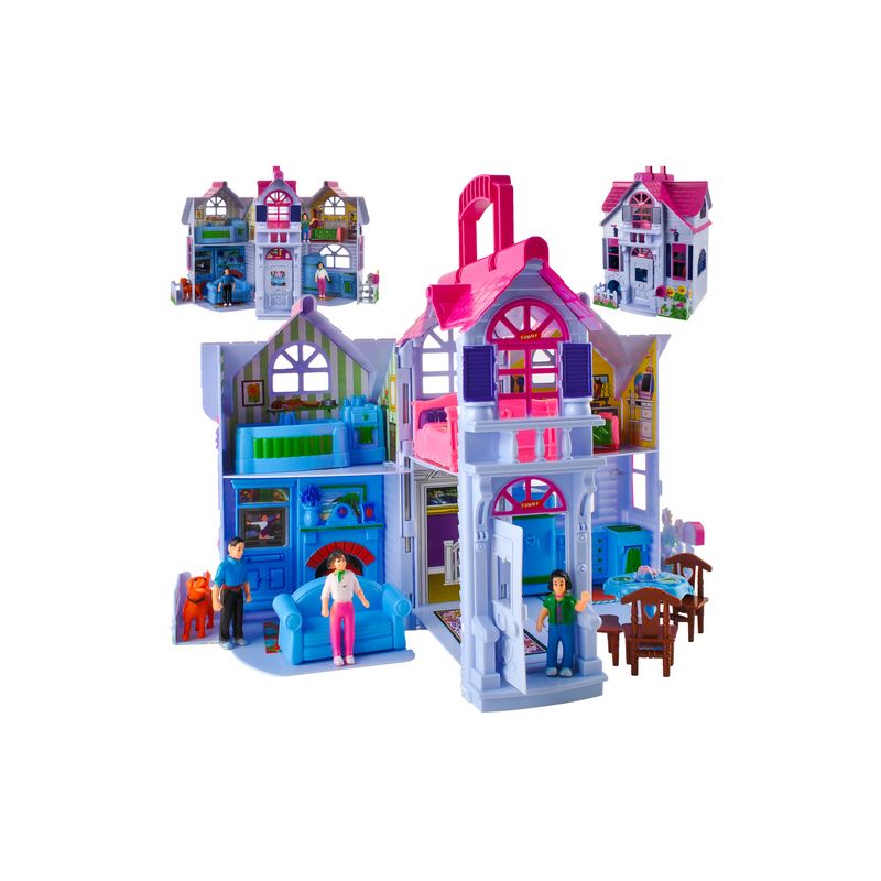 Casa de Muñecas Plegable Iso Trade con Muebles y Figuras