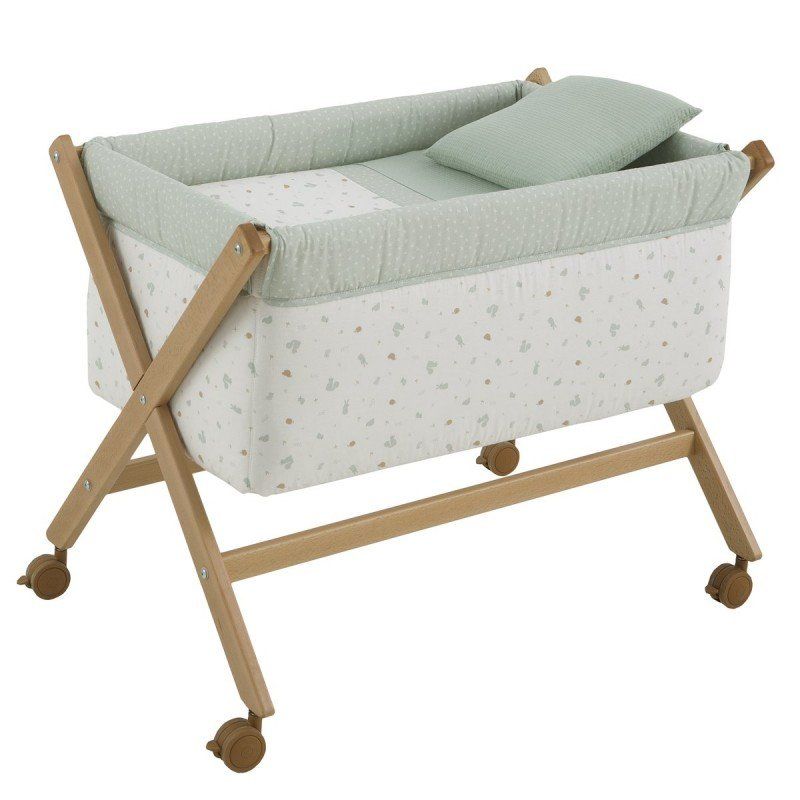 Minicuna Tijera Madera Ardi Verde/natural 55x87x74 Cm - Cambrass