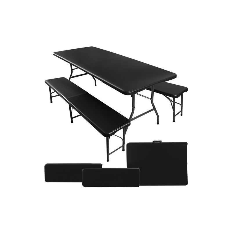 Mesa de jardín plegable Gardlov 180cm con 2 bancos