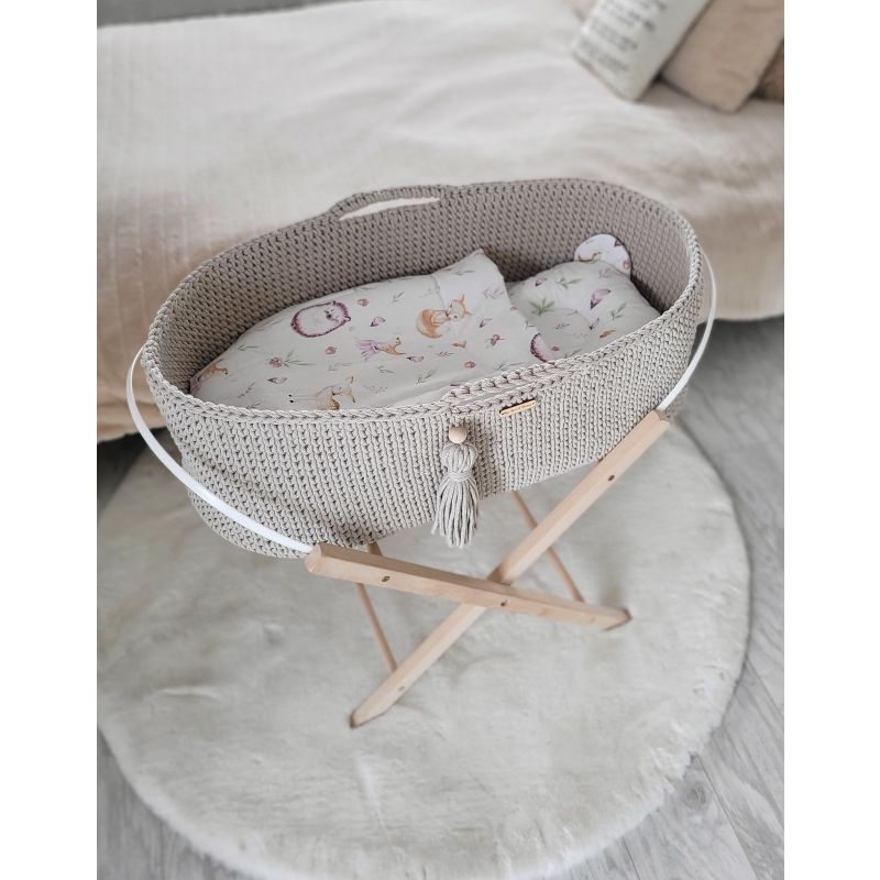 Set de Moisés Boho Hecho a Mano My Sweet Baby - Beige Claro - Incluye Patas