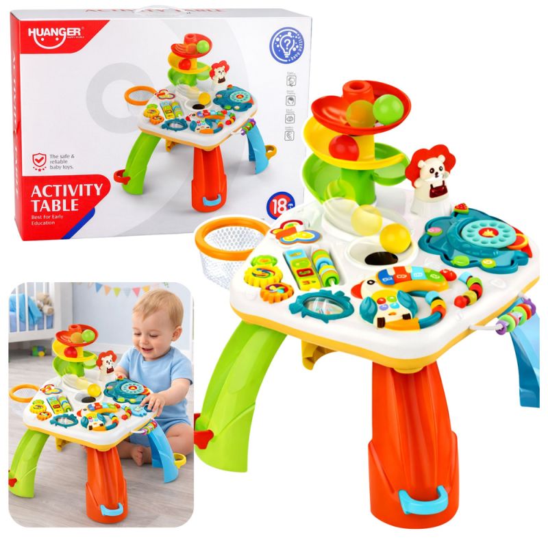 Mesa interactiva educativa Lean Toys · piano, ábaco, pelotas · 18+ meses