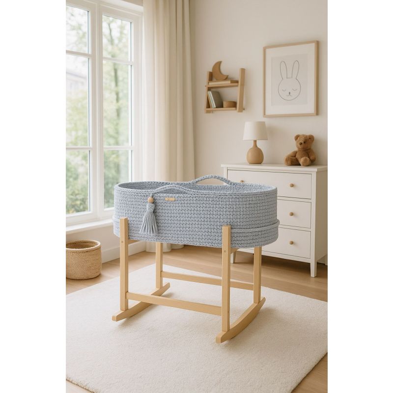 Set de Moisés Crochet con Patas Mecedora – Gris Perlado