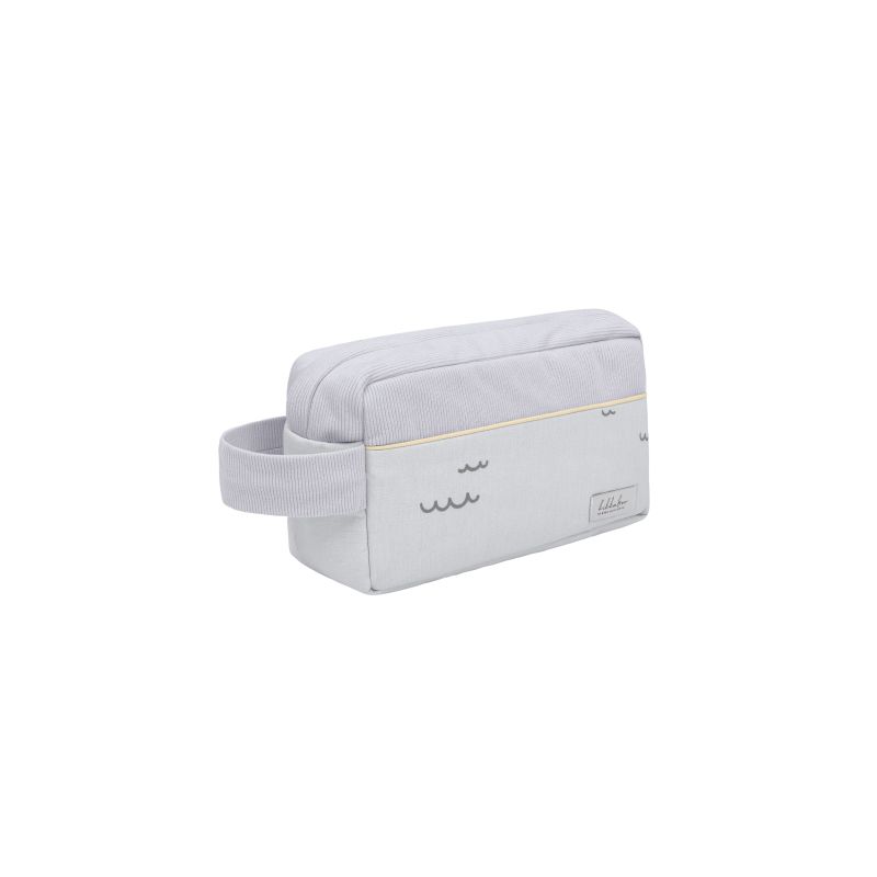 Neceser accesorios bebé Kikkaboo gris liso · 23x13,5x9 cm · algodón acolchado