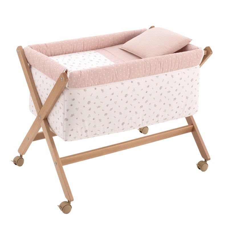 Minicuna Tijera Madera Calma Rosa/natural 55x87x74 Cm - Cambrass