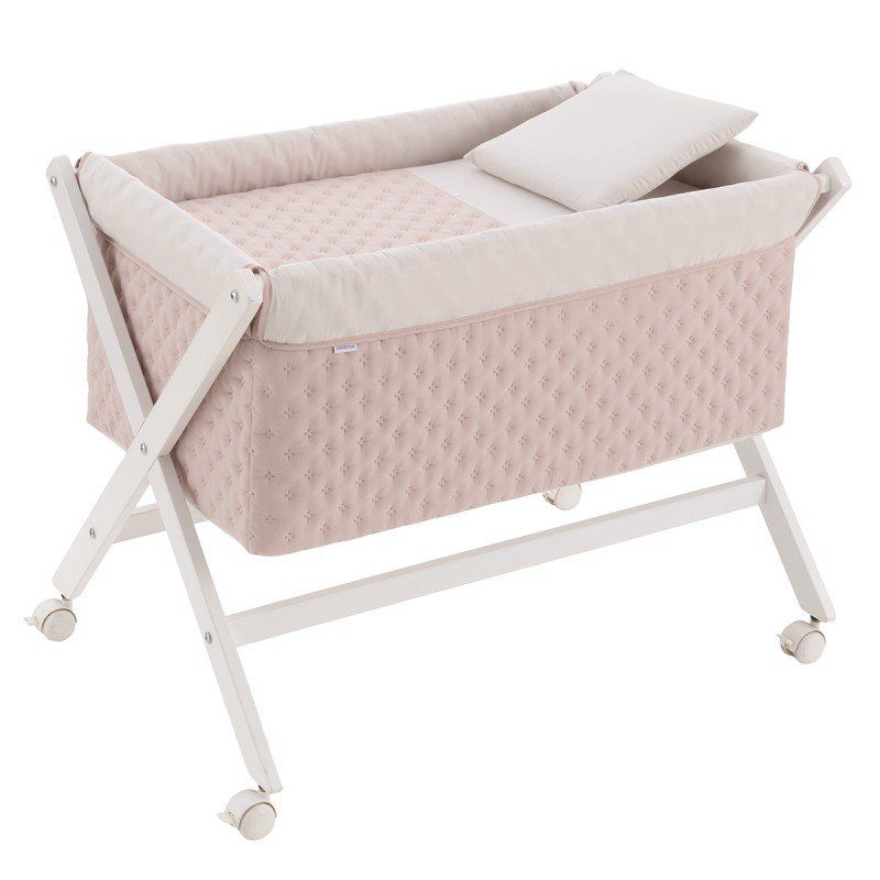 Minicuna Tijera Madera Tender Blush/bco 55x87x74 Cm - Cambrass