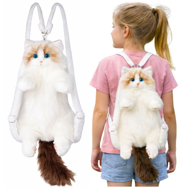 Mochila de Peluche Gato con Correas Ajustables 50 cm