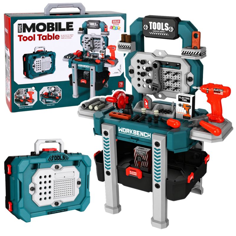 Taller Infantil 2-en-1 con 78 Piezas y Taladro Eléctrico