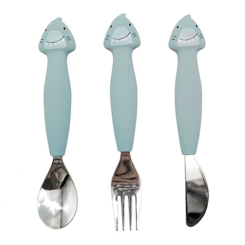 Cubiertos de silicona para bebé Trixie - Mr. Shark 3 piezas