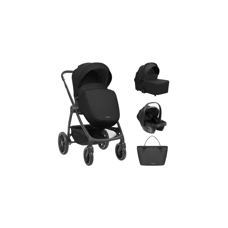 Carrito de bebé 3en1 Kikkaboo Modena Negro - Comodidad y Estilo