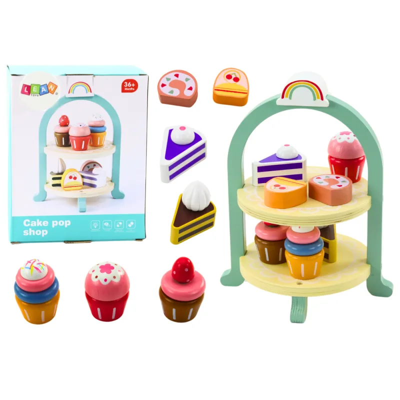 Set de Dulces con Pasteles y Cupcakes de Madera