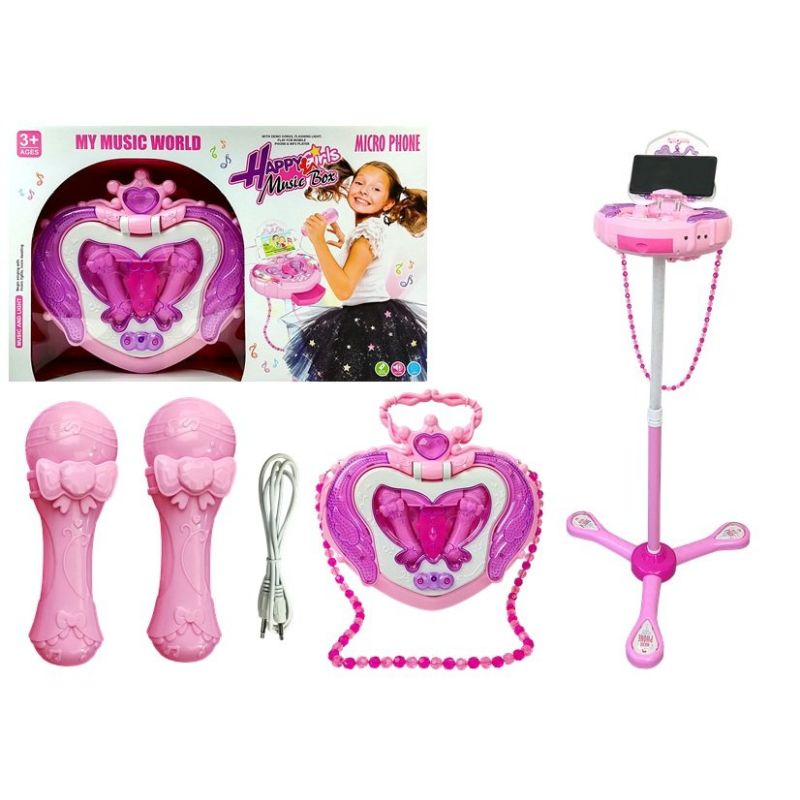 Micrófono Karaoke Infantil con Soporte Rosa