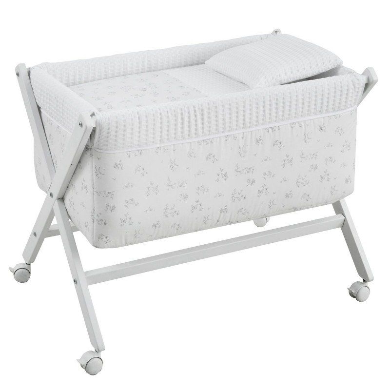 Minicuna Tijera Madera Merlo Crudo/bco 55x87x74 Cm - Cambrass
