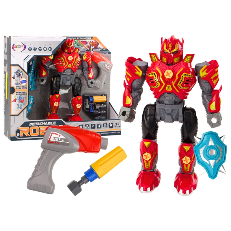 Robot Rojo con Taladro y Destornillador Luz y Sonido