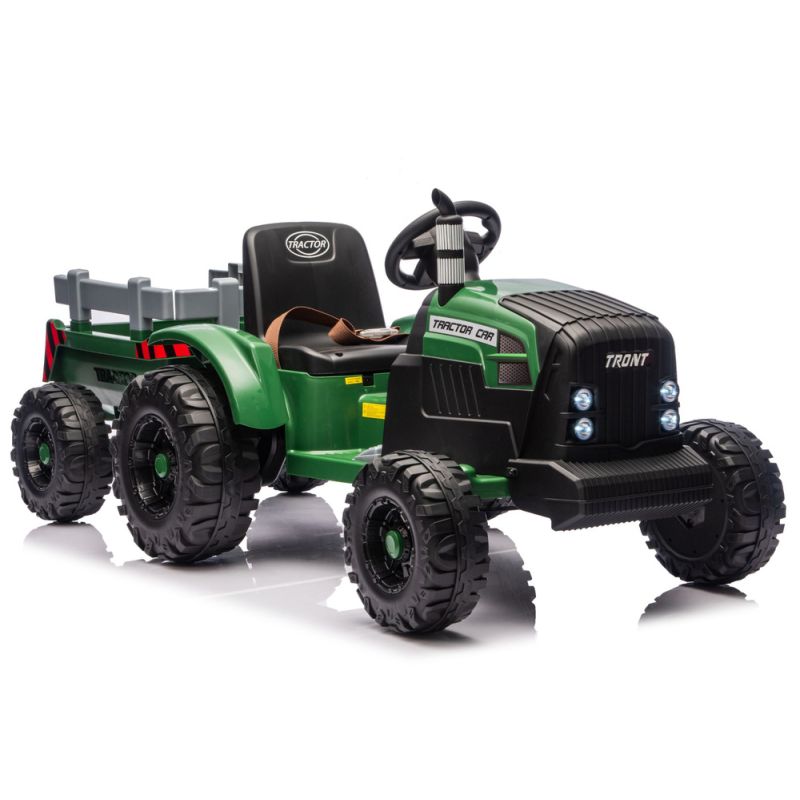 Tractor Eléctrico con Remolque Verde Oscuro 24V